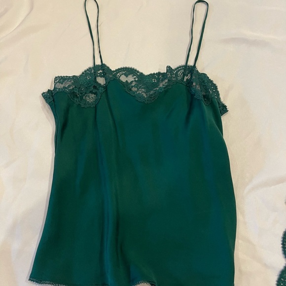 Vintage Victoria’s Secret gold tag emerald green lace sleep set lingerie - Picture 3 of 7